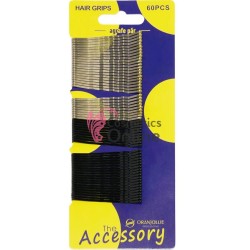 Agrafe pentru par AMT027AA Negre cu Argintii,  60 bucati de 4,8 cm 